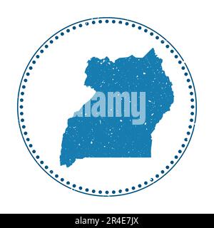 Uganda-Aufkleber. Reisegummistempel mit Landkarte, Vektorillustration. Kann als Abzeichen, Logo, Etikett, Aufkleber oder Abzeichen von Uganda verwendet werden. Stock Vektor
