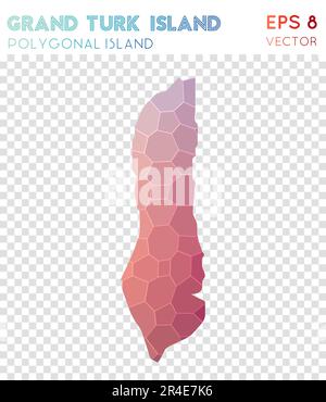 Polygonale Karte von Grand Turk Island, Insel im Mosaikstil. Malerischer niedriger Polyesterstil, modernes Design. Polygonale Karte von Grand Turk Island für Infografiken oder Presen Stock Vektor