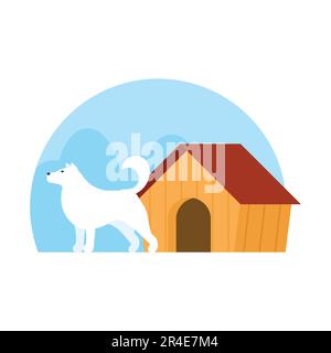 Hundehaus-Symbol. Flache Darstellung eines Vektorsymbols für das Webdesign Stock Vektor