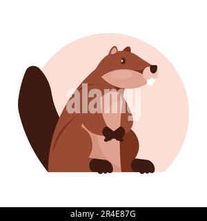 Süße Biber-Cartoon-Figur. Vektordarstellung in flacher Form. Stock Vektor