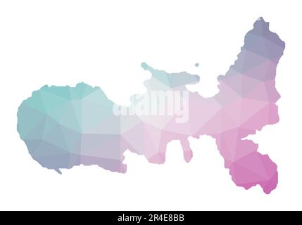 Polygonale Karte von Elba. Geometrische Darstellung der Insel in Smaragd- und Amethystfarben. Elba-Karte in flachem Poly-Stil. Stock Vektor