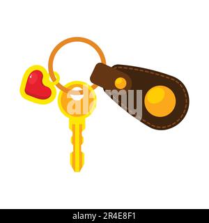 Schlüsselanhänger mit Herzsymbol. Flache Abbildung eines Schlüsselrings mit Herzsymbol für Webdesign Stock Vektor