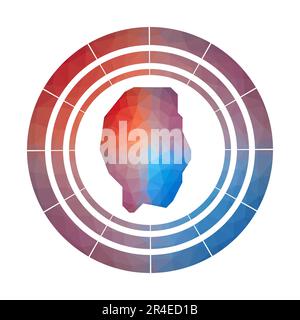 Gili Trawangan Emblem. Helles, verlaufendes Logo der Insel in flachem Poly-Stil. Stock Vektor