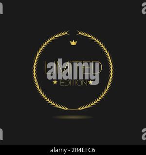 Limitierte Auflage – Vektoretikett für goldenen Lorbeerkranz Stock Vektor