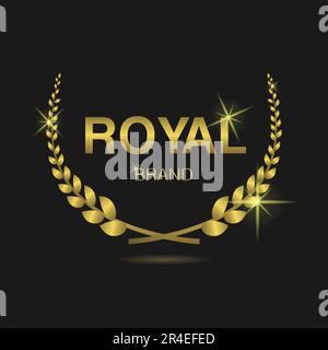 Königliche Marke Goldener Lorbeerkranz Vektoretikett Stock Vektor