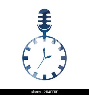 Wanduhr mit einzigartigem Podcast-Zeitkonzept und Design-Time-Vektoruhr-Illustration Stock Vektor