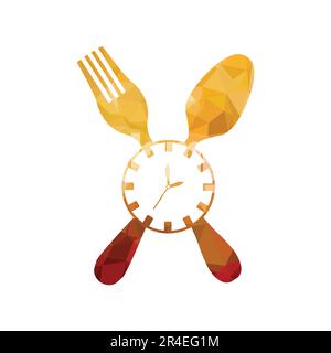 Wanduhr mit Lunch-Time-Design-Vektoruhr-Illustration Stock Vektor