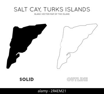 Salt Cay, Karte der Turks-Inseln. Leere Vektorkarte der Insel. Borders of Salt Cay, Turks Islands für Ihre Infografik. Vektordarstellung. Stock Vektor