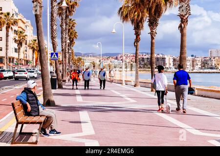 Strandpromenade, Paseo Marítimo. Melilla, Ciudad Autónoma de Melilla, Spanien, África, EU. Stockfoto