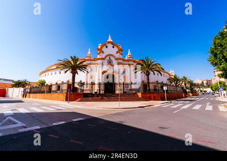 Die Stierkampfarena von Melilla, auch bekannt als die Moschee der Stierkämpfe, Mezquita del toreo. Es ist eine der neun Stierkampfarenen in Afrika und die einzige Stockfoto