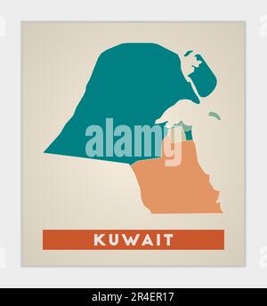 Kuwait-Poster. Landkarte mit bunten Regionen. Form Kuwait mit Ländername. Attraktive Vektordarstellung. Stock Vektor