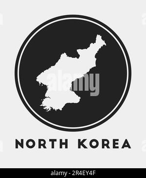 Symbol für Nordkorea. Rundes Logo mit Landkarte und Titel. Stilvolles Nordkorea-Abzeichen mit Karte. Vektordarstellung. Stock Vektor