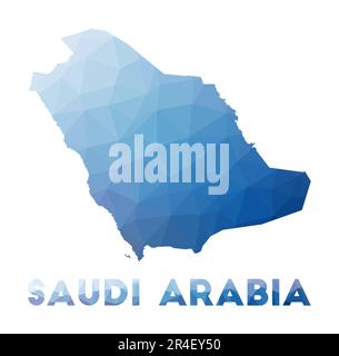 Niedrige Poly-Karte Saudi-Arabiens. Geometrische Darstellung des Landes. Polygonale Karte Saudi-Arabien. Technologie, Internet, Netzwerkkonzept. Stock Vektor
