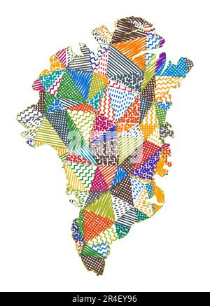 Karte von Grönland im Kinderstil. Handgezeichnete Polygone in Grönlandform. Vektordarstellung. Stock Vektor