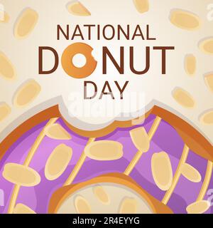 Banner zum nationalen Donut-Tag. 2. juni. Viehvektorillustion im flachen Cartoon-Stil. Stock Vektor