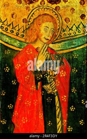 Auge, Suffolk, St. John der Evangelist, Leinwand aus dem späten 15. Jahrhundert, mittelalterliche Kunst, England, Großbritannien Stockfoto