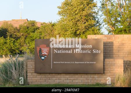 Walla Walla, WA, USA - 24. Mai 2023; Schild an der Whitman Mission National Historic Site im Bundesstaat Washington Stockfoto