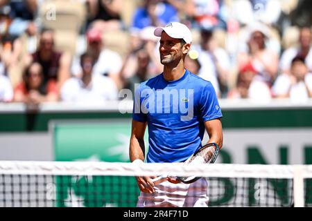 Paris, Frankreich. 27. Mai 2023. Novak Djokovic bei den French Open, Grand-Slam-Tennisturnier am 27. Mai 2023 im Roland-Garros-Stadion in Paris, Frankreich. Kredit: Victor Joly/Alamy Live News Stockfoto