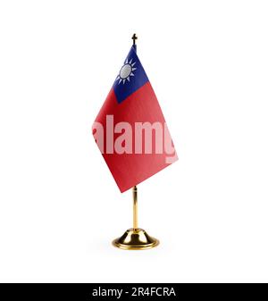 Kleine taiwanesische Flagge auf weißem Hintergrund. Stockfoto