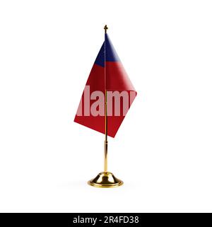 Kleine taiwanesische Flagge auf weißem Hintergrund. Stockfoto