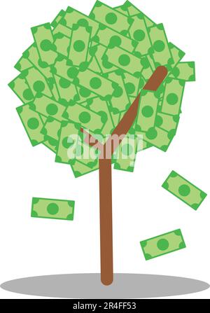 Geld auf Baum, Ikonenvektor. Steht für Wachstum und Erfolg. Stock Vektor