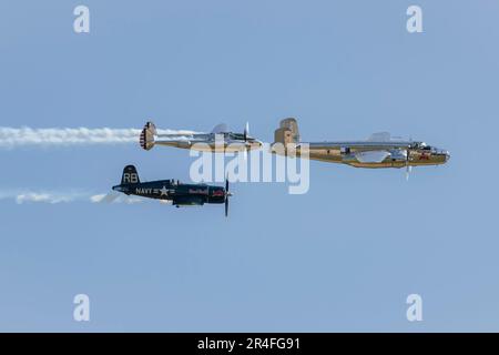 Flying Bulls auf der Pardubice Air Show 2023 in Pardubice, Tschechische Republik Stockfoto