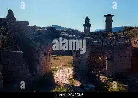 Alte Ruinen von Xanthos auf der Lykischen Art, Kinik, Türkei Stockfoto