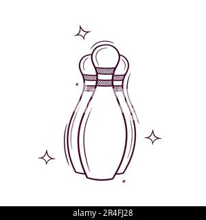 Handgezogener Bowling Pin. Doodle Vector Sketch-Illustration Stock Vektor