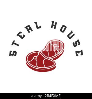 Steak House Logo Design BBQ Logo Bull Meat Logo Stock Vektor