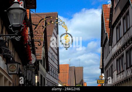 Baden-Württemberg, Schwarzwald Dornstetten, Zentrum, Altstadt, Inn-Schild : zum Loewen Stockfoto