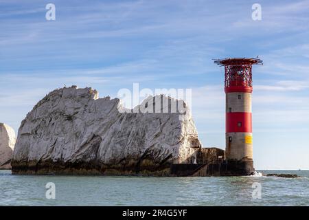 Blick auf die Nadeln Leuchtturm Isle Of Wight Stockfoto