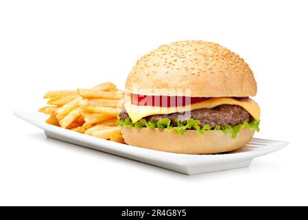 Hamburger isoliert auf weißem Hintergrund Stockfoto