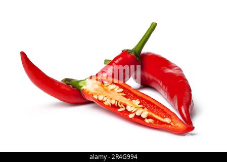 Frische Paprika auf weißem Hintergrund Stockfoto