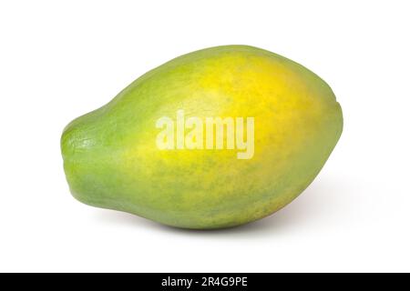 Ganze Papaya-Früchte auf weißem Hintergrund Stockfoto