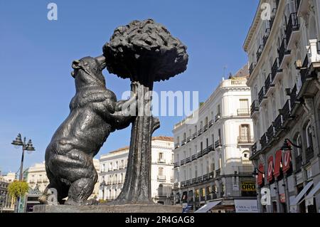 El ozo y el madrono, der Bär und der Maulbeerbaum, Puerta del Sol Square, Plaza, Madrid, Spanien Stockfoto