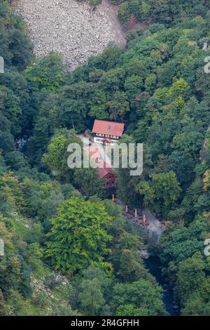 Blick vom Hexentanzplatz im Harzgebirge Stockfoto