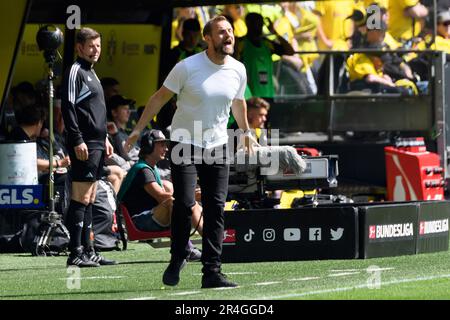 Coach Bo SVENSSON (MZ) gibt Unterricht, Anleitung, Fußball 1. Bundesliga, Spieltag 34., Borussia Dortmund (DO) - FSV FSV Mainz 05 (MZ) 2: 2, am 27. Mai 2023 in Dortmund/Deutschland. Stockfoto