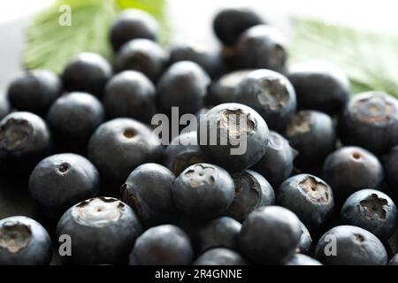 Reife Blaubeeren, frische Ernte, Nahaufnahme Stockfoto