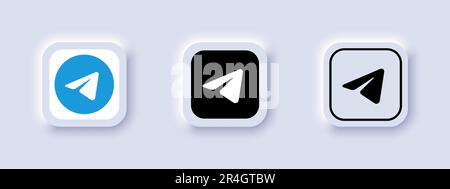 Sammlung verschiedener Telegrammsymbole. Logo für soziale Medien. Linienkunst und flacher Stil isoliert vom Neomorphismus. Vektorlinien-Symbol für Unternehmen und Werbung Stock Vektor