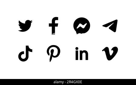 Ulraine, Osiy 03.12.2022 Facebook, instagram, snapchat, twitter, symbol für Loine-Logo von pinterest, linkedin, tik tok. Logo der besten sozialen Netzwerke für Stock Vektor