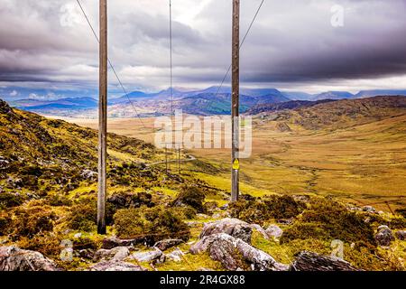 Blick vom Ballaghasheen Pass, County Kerry, Irland Stockfoto