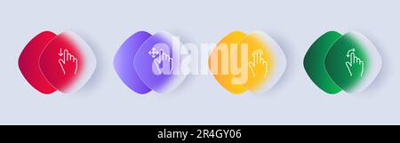 Touchscreen-Symbolgruppe. Touch-basierte Schnittstellen zur Steuerung elektronischer Geräte. Technologiekonzept. Glassmorphismus-Stil. Vektorliniensymbol für Busine Stock Vektor