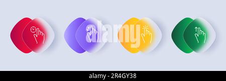 Touchscreen-Symbolgruppe. Touch-basierte Schnittstellen zur Steuerung elektronischer Geräte. Technologie. Glassmorphismus-Stil. Vektorliniensymbol für Business und A Stock Vektor