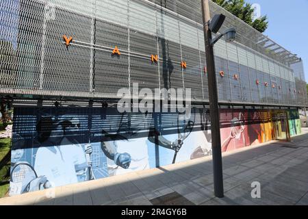 Paris, Frankreich. 28. Mai 2023. Die Eröffnung des Yannick-Noah-Wandbildes in Roland-Garros 2023 am 28. Mai 2023 in Paris, Frankreich. Foto von Nasser Berzane/ABACAPRESS.COM Kredit: Abaca Press/Alamy Live News Stockfoto