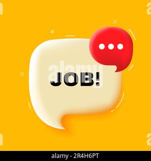 Job. Sprechblase mit Auftragstext. 3D Abbildung. Pop-Art-Stil. Vektorliniensymbol für Unternehmen Stock Vektor