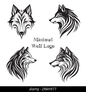 Minimale Wolfsgesicht-Logo-Sammlung in Vektordatei Stock Vektor