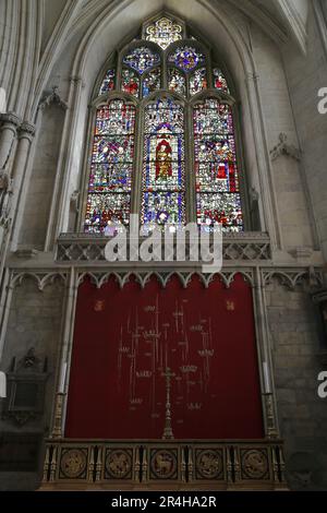 Fenster in der Seitenkapelle am East End, York Minster, Minster Yard, York, North Yorkshire, England, Großbritannien, Großbritannien, Großbritannien, Großbritannien, Europa Stockfoto