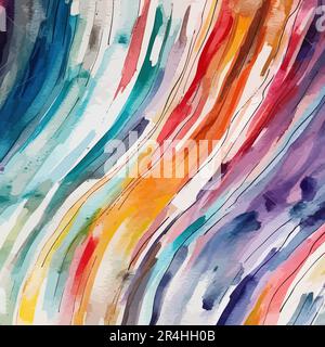 Abstrakter, farbenfroher, gestrichener Pinsel, gestreifter Hintergrund Stock Vektor