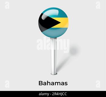 Kartenmarkierung der Nationalflagge der Bahamas Stock Vektor