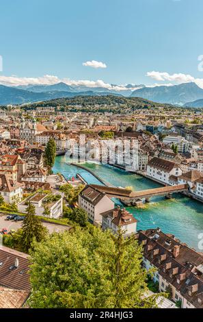 Blick auf die Altstadt von Luzern, Schweiz Stockfoto